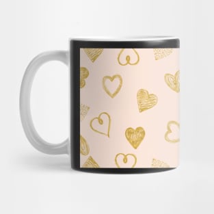 Gold Heart Pattern Mask -  Pink Background Masks Mug